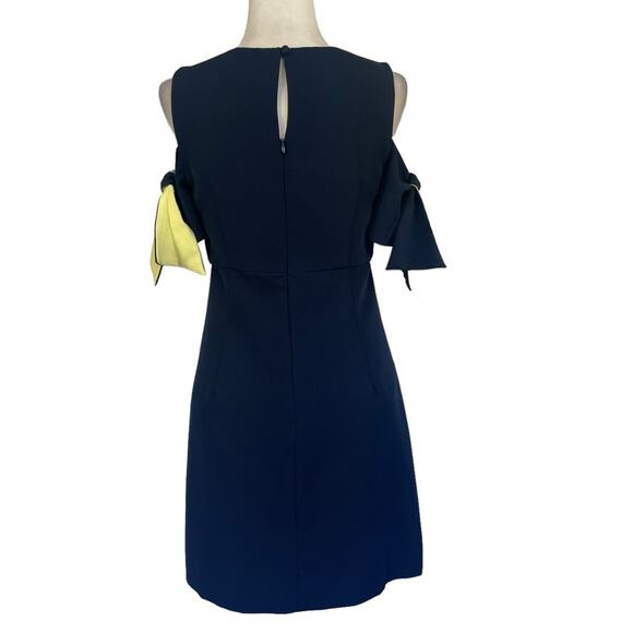Milly Mini Cocktail Dress Cold Shoulder Short Sleeve Navy and Lime Size 6 - Picture 11 of 12